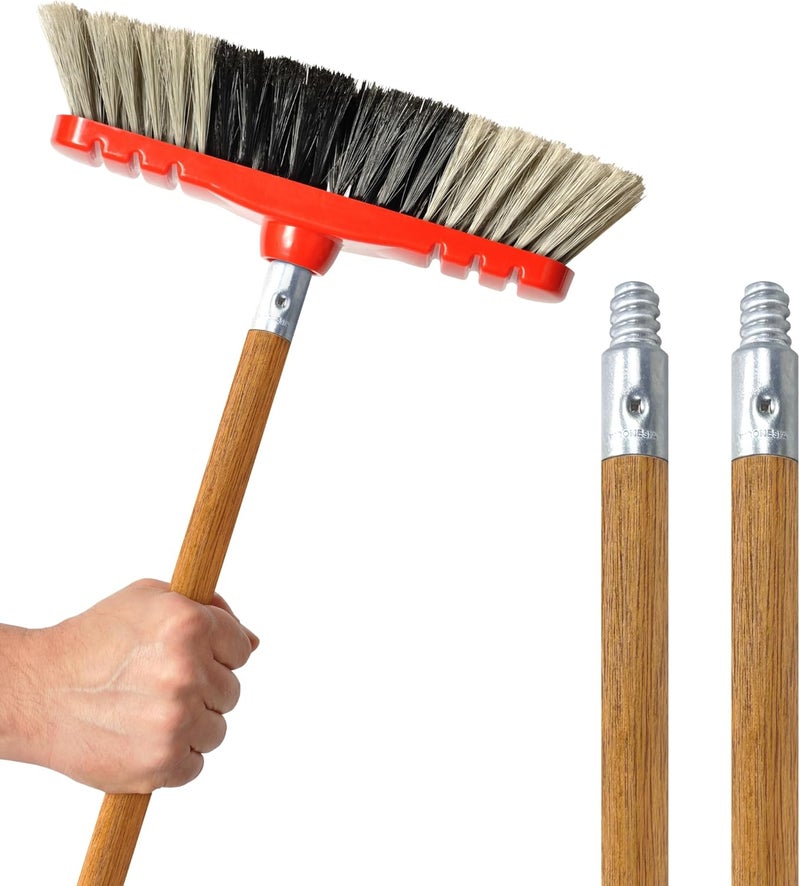 ILOT Heavy Duty Wooden Broom Handle – 59 Inch Wood Broom Stick Pole with Threaded End – Replacement Handle for Brooms, Rakes, Push Brooms & Broomball Sticks (Pack of 2) - Image 1